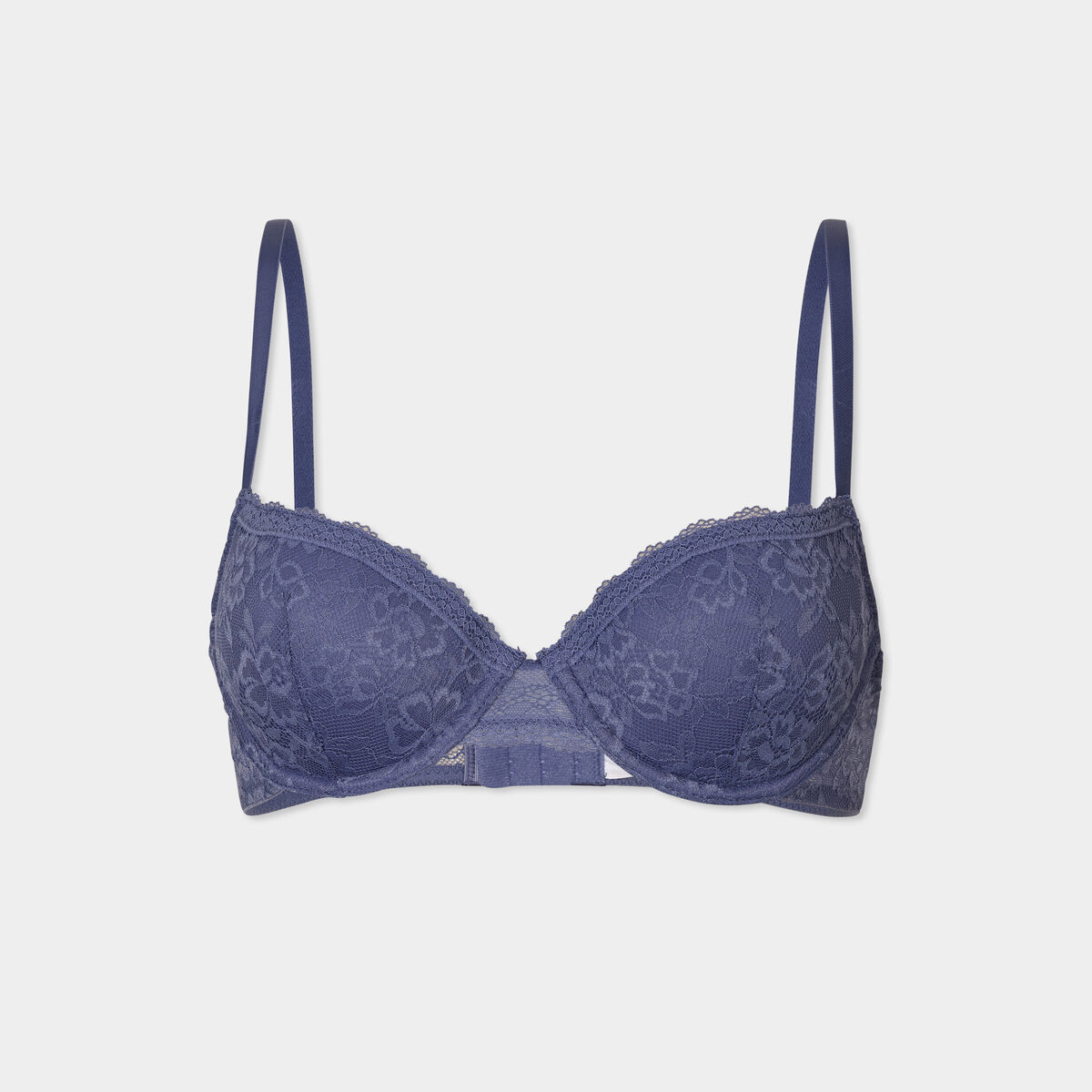 Soutien-gorge corbeille padd&eacute; dentelle bleu gris femme