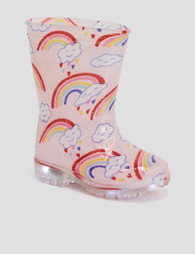 Bottes de pluie semelle lumineuse rose bébé fille