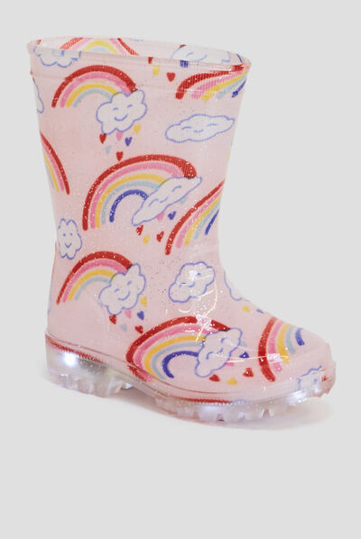 Bottes de pluie semelle lumineuse rose bébé fille
