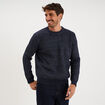 Pull col rond &agrave; manches longues bleu fonc&eacute; homme