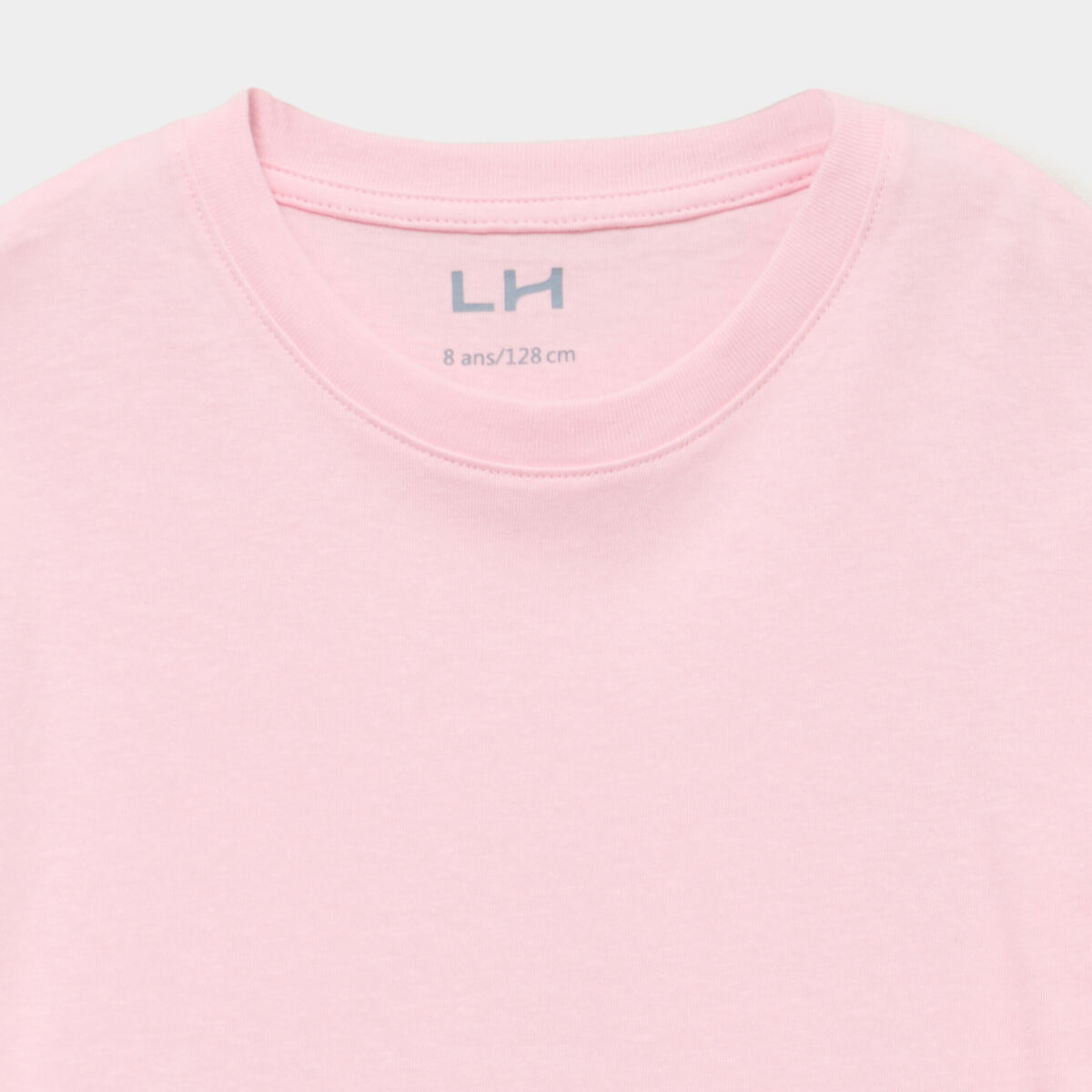T-shirt manches courtes coton rose clair fille