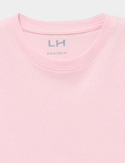 T-shirt manches courtes coton rose clair fille