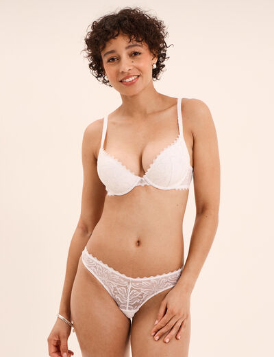 Soutien-gorge push up dentelle blanc femme