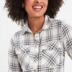 Chemise manches retroussables poches blanc femme
