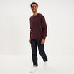 Pull col rond manches longues prune homme