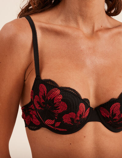 Soutien-gorge corbeille paddé dentelle rouge femme