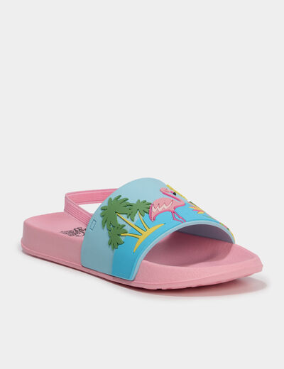 Claquettes avec bride &eacute;lastique au talon multicolore fille