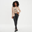Veste blazer droite boutonnée 2 poches sable femme