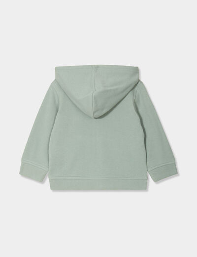 Gilet zippé à capuche coton vert pastel bébé garçon