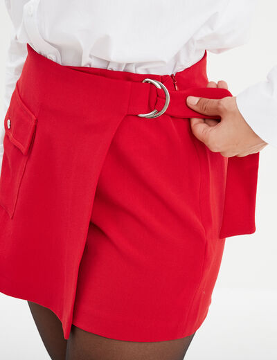 Jupe-short portefeuille Liberto rouge femme