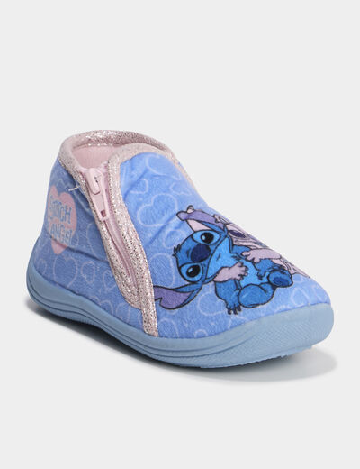 Chaussons bottillons zipp&eacute;s Stitch bleu b&eacute;b&eacute; fille