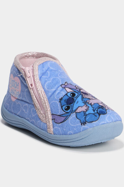 Chaussons bottillons zipp&eacute;s Stitch bleu b&eacute;b&eacute; fille