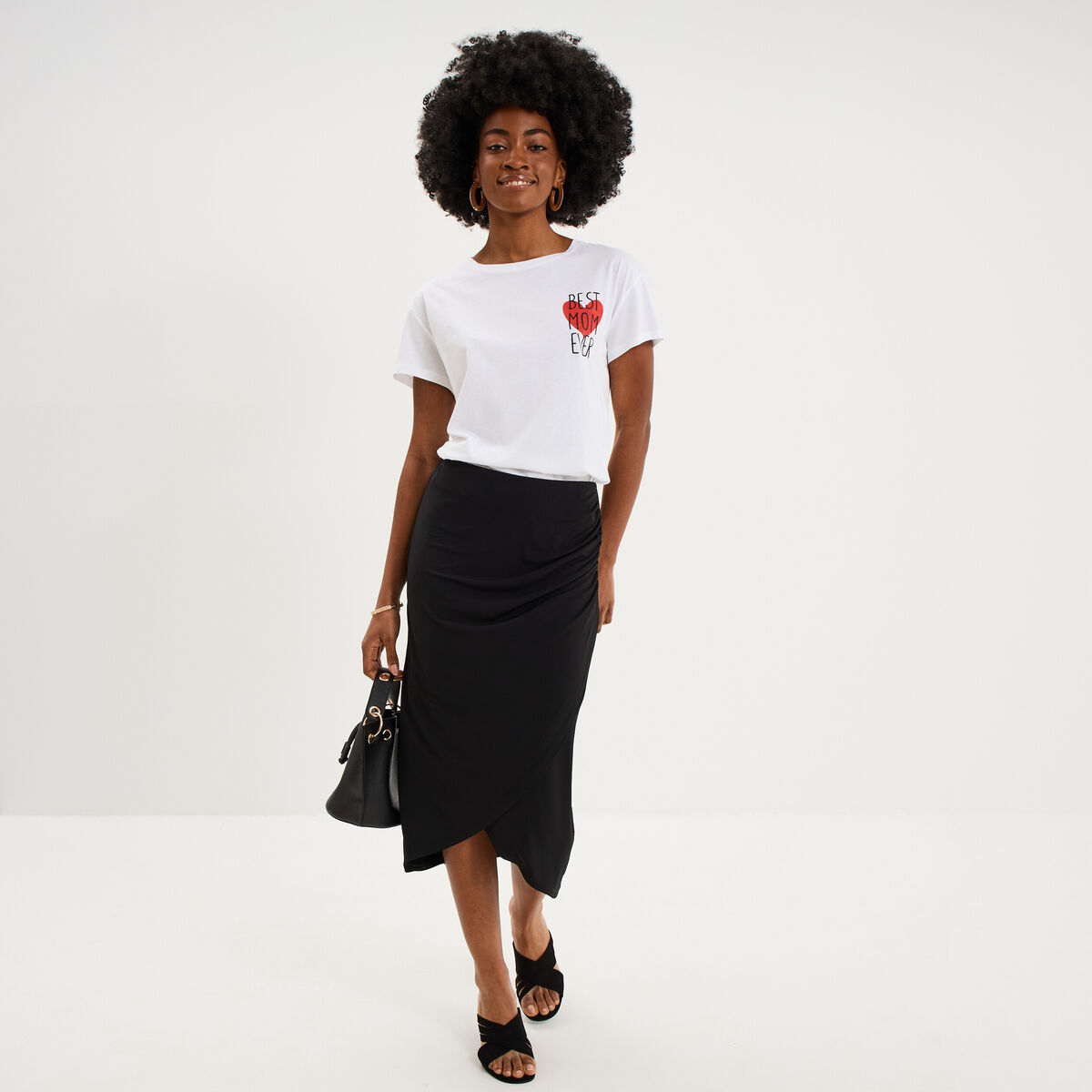 T-shirt F&ecirc;te des m&egrave;res &agrave; message coton blanc femme