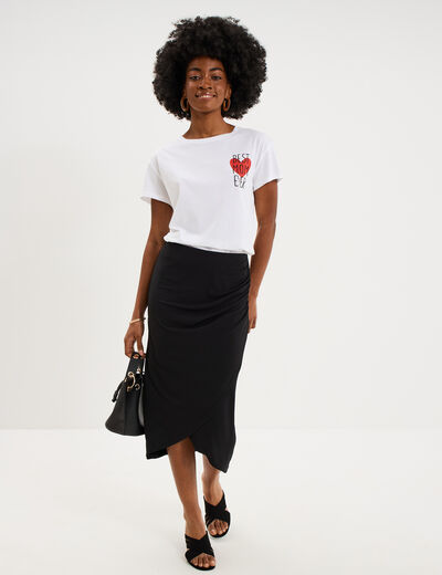 T-shirt F&ecirc;te des m&egrave;res &agrave; message coton blanc femme