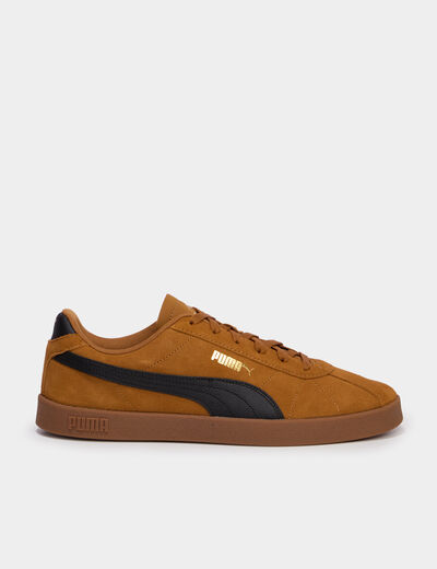 Baskets &agrave; lacets en cuir Puma Club II camel homme