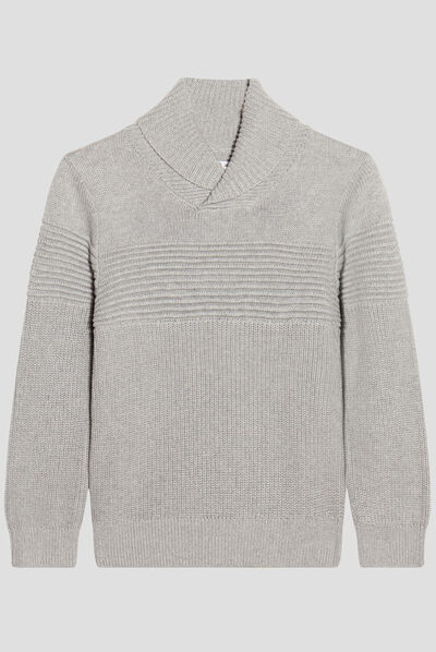 Pull avec col roulé gris garçon