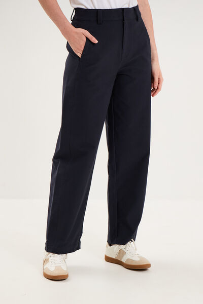 Pantalon ballon taille haute bleu fonc&eacute; femme