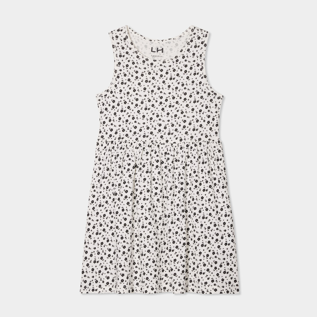Robe patineuse sans manches coton ecru fille