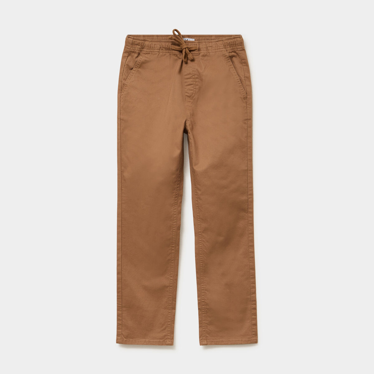 Pantalon chino droit taille ajustable marron gar&ccedil;on