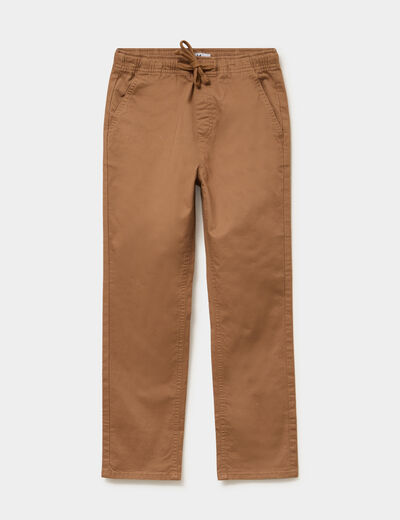 Pantalon chino droit taille ajustable marron gar&ccedil;on