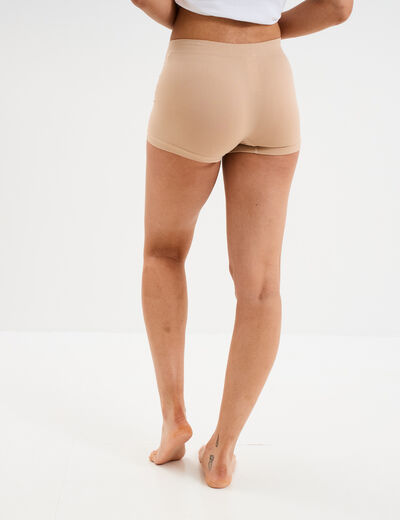 Short cycliste taille élastiquée beige femme
