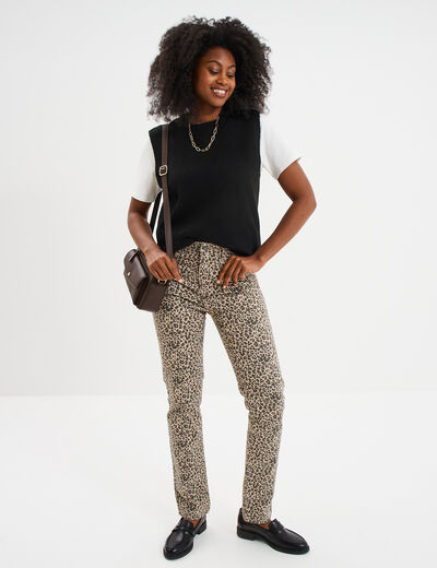 Pull sans manches col rond noir femme