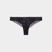 Tanga en dentelle avec bord festonn&eacute; noir femme
