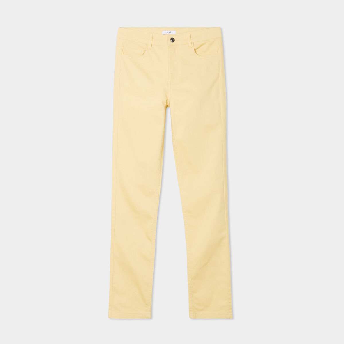 Pantalon slim stretch jaune clair femme