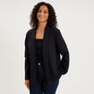 Blazer court col ch&acirc;le manches longues noir femme