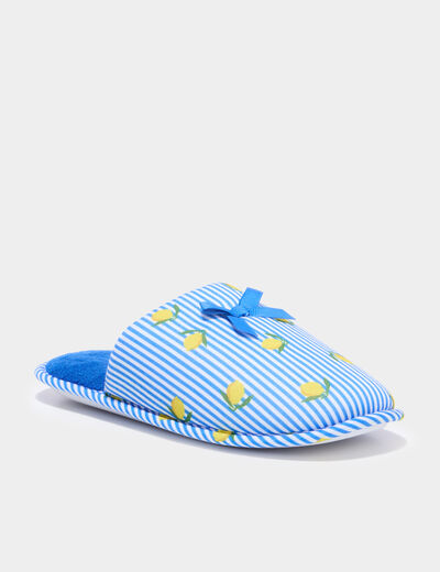 Chaussons mules doubl&eacute;s multicolore femme