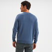 Pull col rond coton manches longues bleu foncé homme