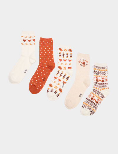 Lot 5 paires chaussettes sable femme