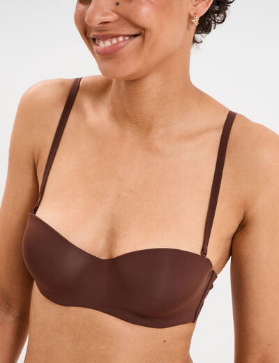 Soutien-gorge bandeau microfibre marron femme
