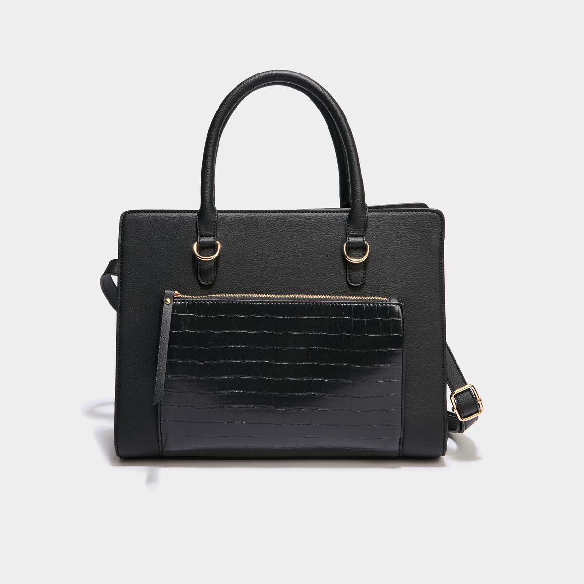 Sac &agrave; main avec bandouli&egrave;re noir femme