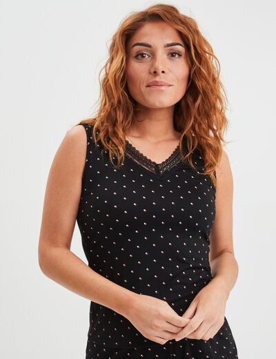Haut de pyjama débardeur noir femme
