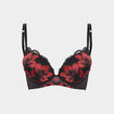 Soutien-gorge push-up dentelle padd&eacute; rouge femme