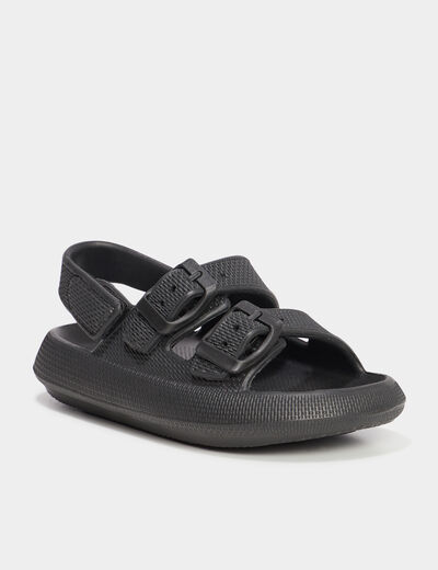 Mules de plage avec boucles noir garçon