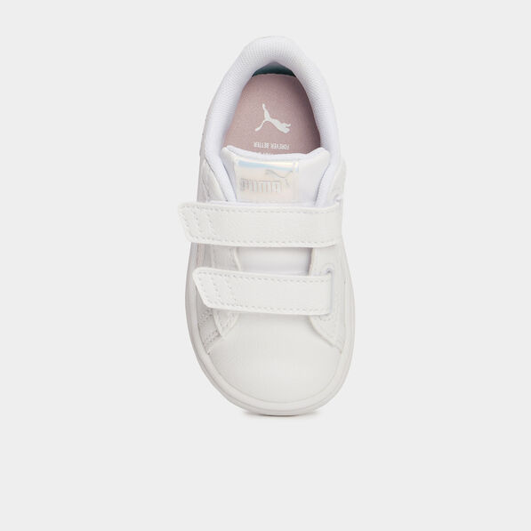 Tennis basses à scratchs Puma Smash blanc bébé fille