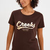 T-shirt col rond manches courtes Creeks marron foncé femme