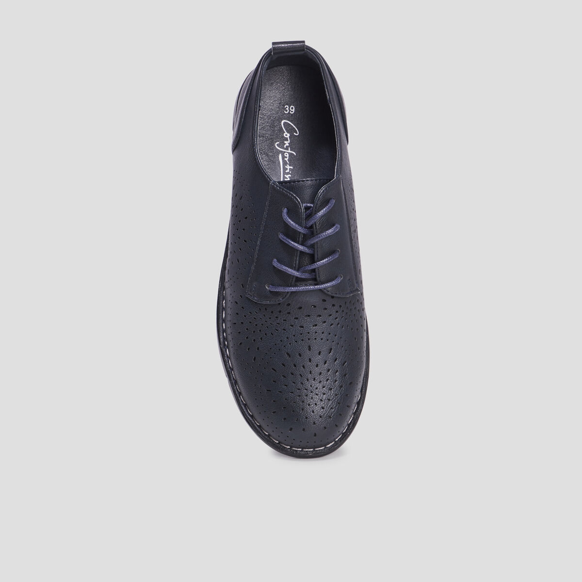 Derbies à lacets compensées bleu marine femme