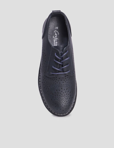 Derbies à lacets compensées bleu marine femme