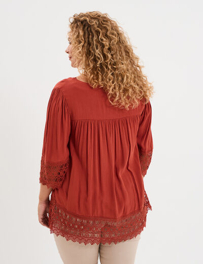 Blouse manches courtes vieux rose femme grande taille