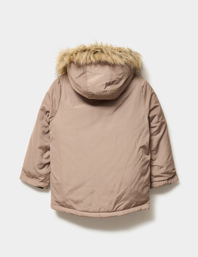 Parka &agrave; capuche fausse fourrure camel gar&ccedil;on
