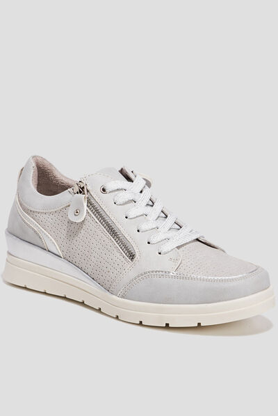 Tennis à lacets zippées gris femme