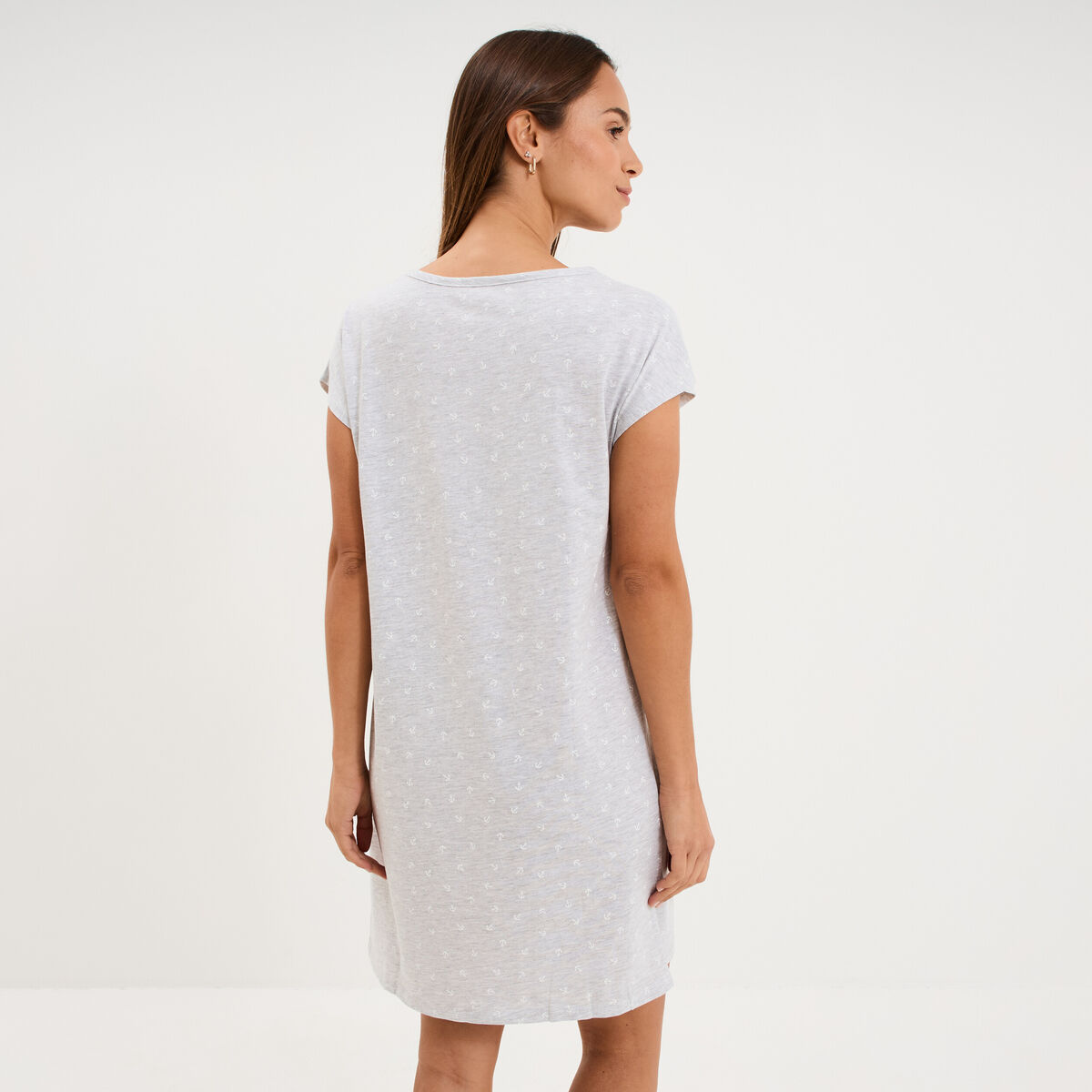 Chemise de nuit manches courtes gris clair femme
