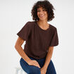 T-shirt manches courtes ballons marron foncé femme