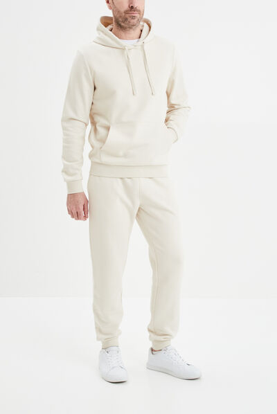 Sweat molleton à capuche hoodie ecru homme