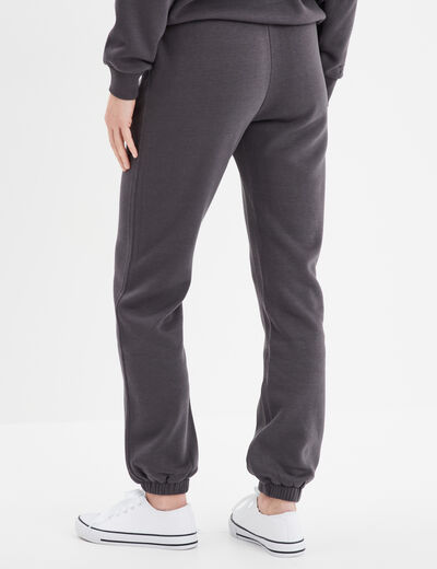 Pantalon jogging droit molleton gris foncé femme