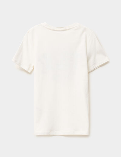 T-shirt col rond manches courtes coton blanc garçon