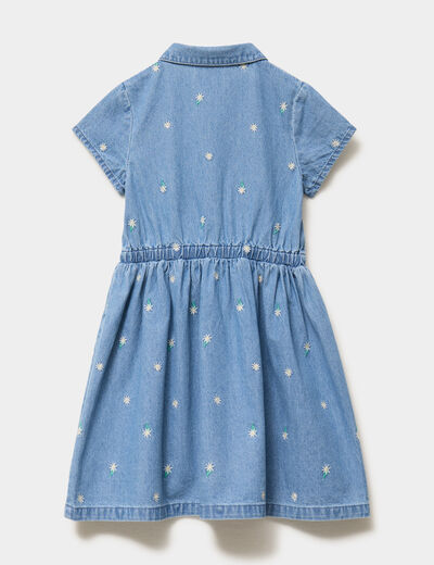 Robe en jean brod&eacute;e coton longueur genou denim double stone fille